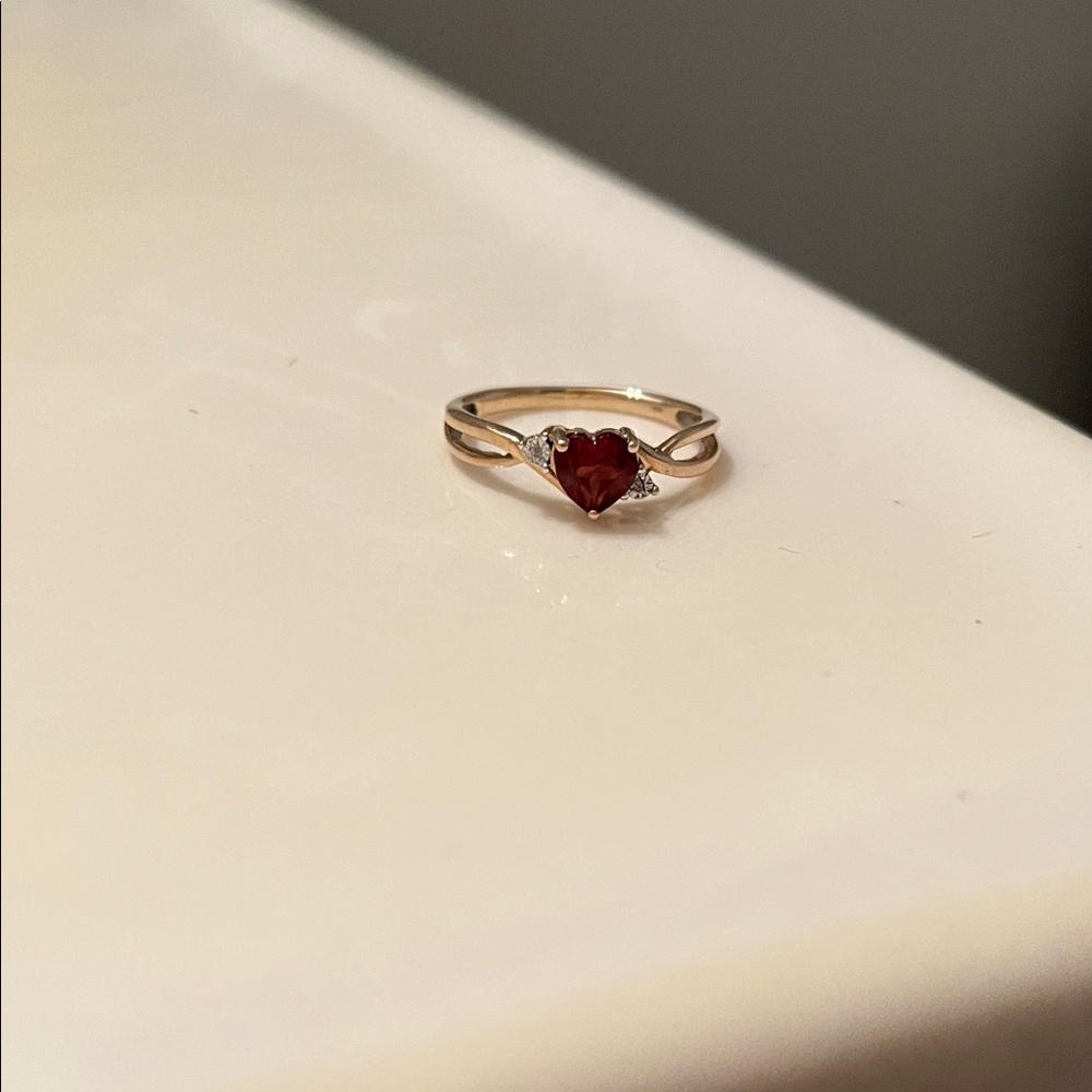 10K Gold Ruby Heart Ring